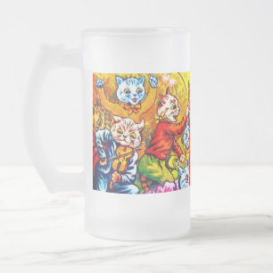 Cat Musical Band Frosted Glass Beer Mug