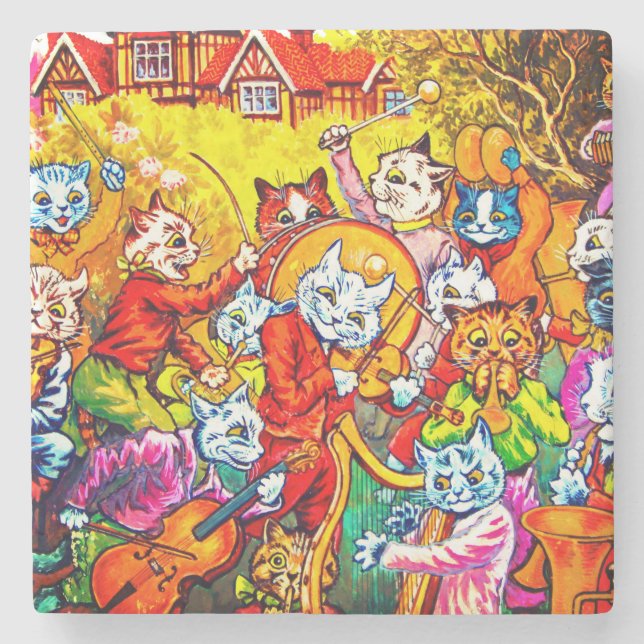 Cat Musical Band Stone Coaster (Front)
