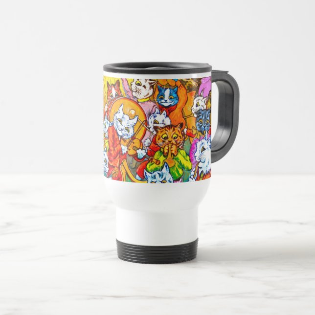 Cat Musical Band Travel Mug (Front Right)