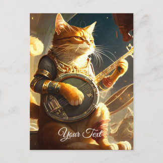 Cat Musician.  Postcard