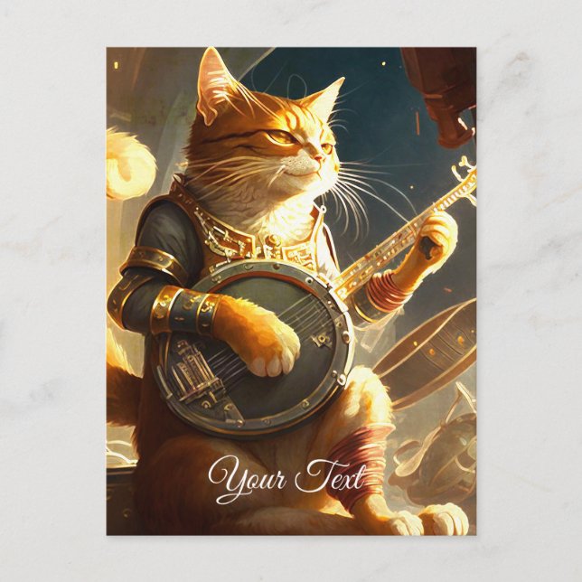 Cat Musician.  Postcard (Front)