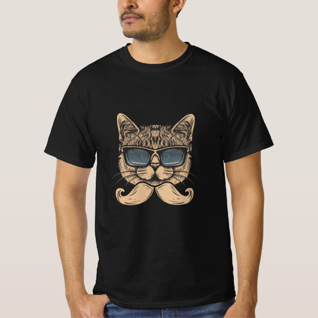 Cat Mustache  T-Shirt (Front)