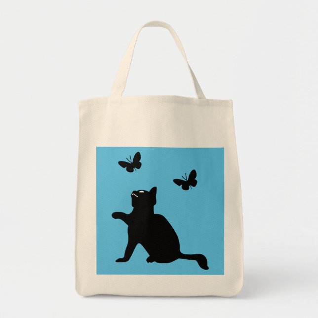 Cat n Butterflies Re-usable Grocery Tote (Front)