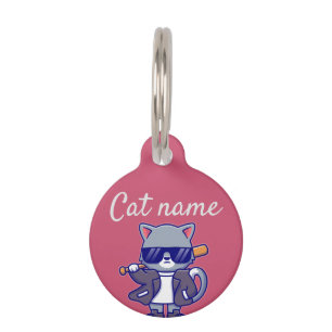 cat name and lost details black Cat Pet ID Tag