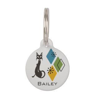 Cat Name Custom ID lot Pet Retro Mid Century Pet ID Tag