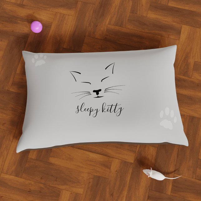 Cat Name Paw Print Sleeping Kitty Gray Cat Bed (A soft cat bed for your sleepy kitty)