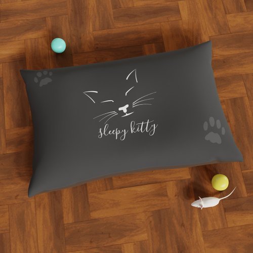Cat Name Sleeping Kitty Gray Paw Pet Bed