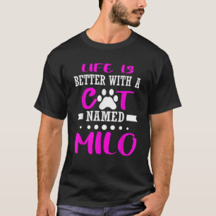 Cat Named Milo Funny Cut Cat Mom Dad Owner Christm T-Shirt