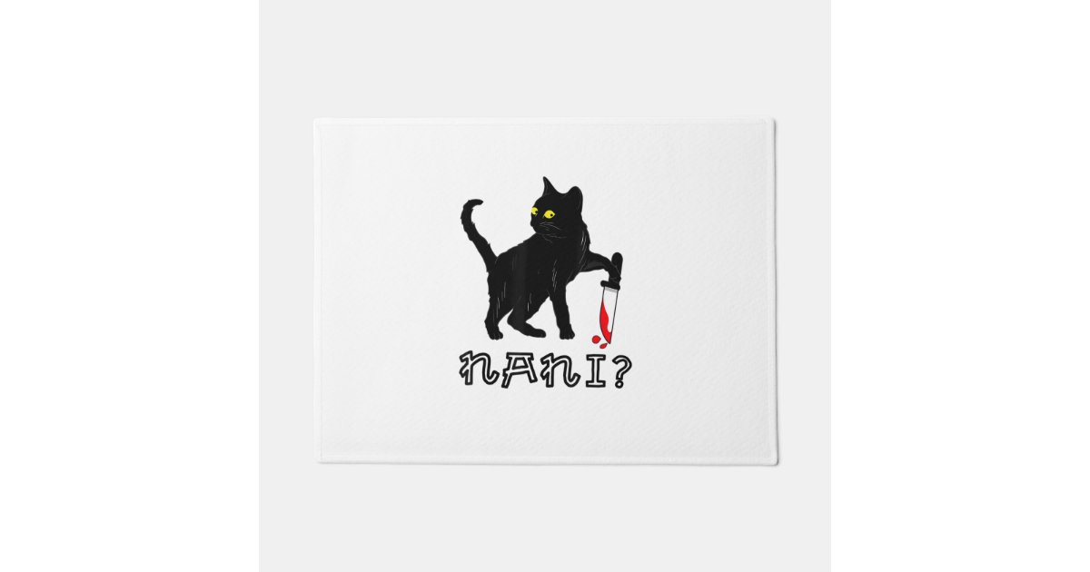 Cat Nani_ What_ Japanese Font Characters Black Cat Doormat Zazzle