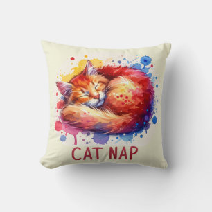 Cat Nap Artistic Throw Pillow