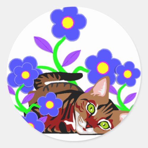 Cat Nap Classic Round Sticker