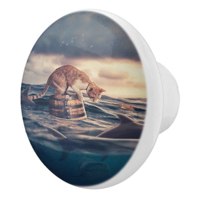Cat Nap Dream or Nightmare Ceramic Knob (Right)