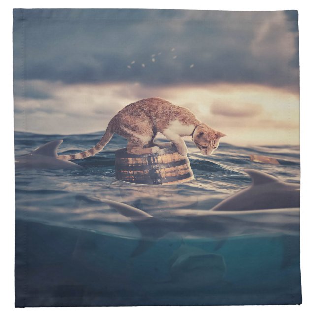 Cat Nap Dream or Nightmare Cloth Napkin (Front)