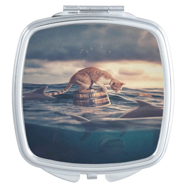 Cat Nap Dream or Nightmare Compact Mirror (Front)