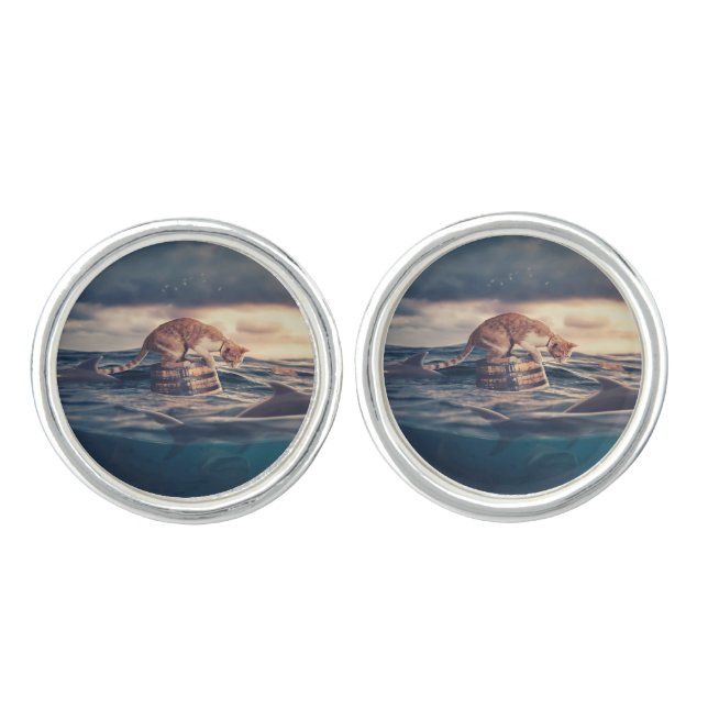 Cat Nap Dream or Nightmare Cufflinks (Front)