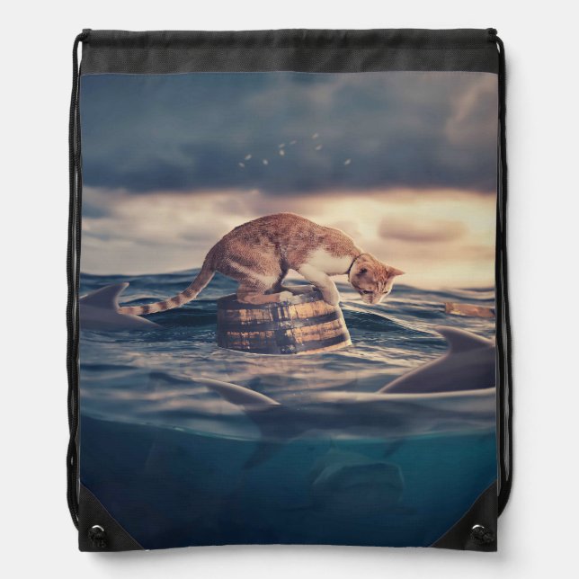 Cat Nap Dream or Nightmare Drawstring Bag (Front)
