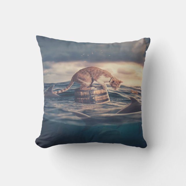 Cat Nap Dream or Nightmare Outdoor Pillow (Front)