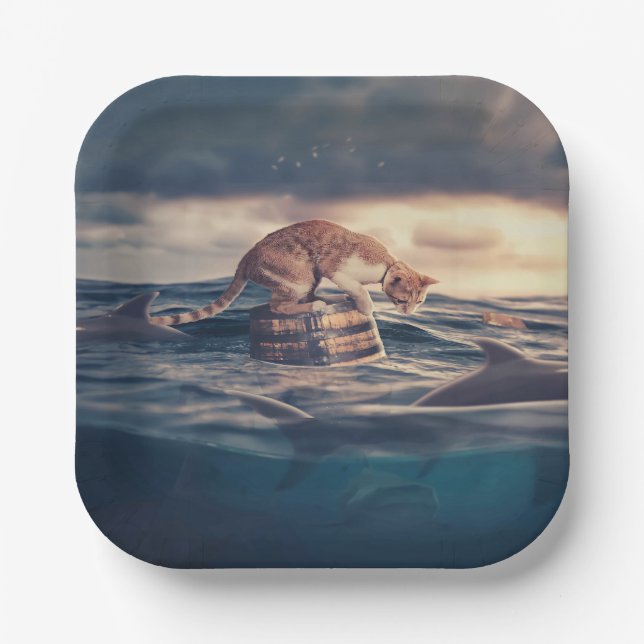 Cat Nap Dream or Nightmare Paper Plates (Front)