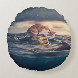 Cat Nap Dream or Nightmare Round Pillow