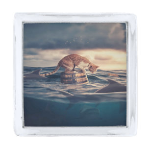 Cat Nap Dream or Nightmare Silver Finish Lapel Pin