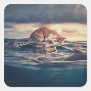 Cat Nap Dream or Nightmare Square Sticker