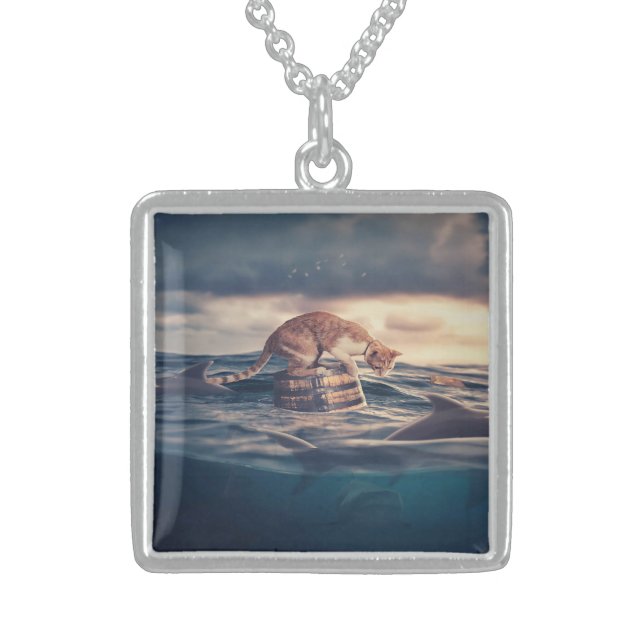 Cat Nap Dream or Nightmare Sterling Silver Necklace (Front)