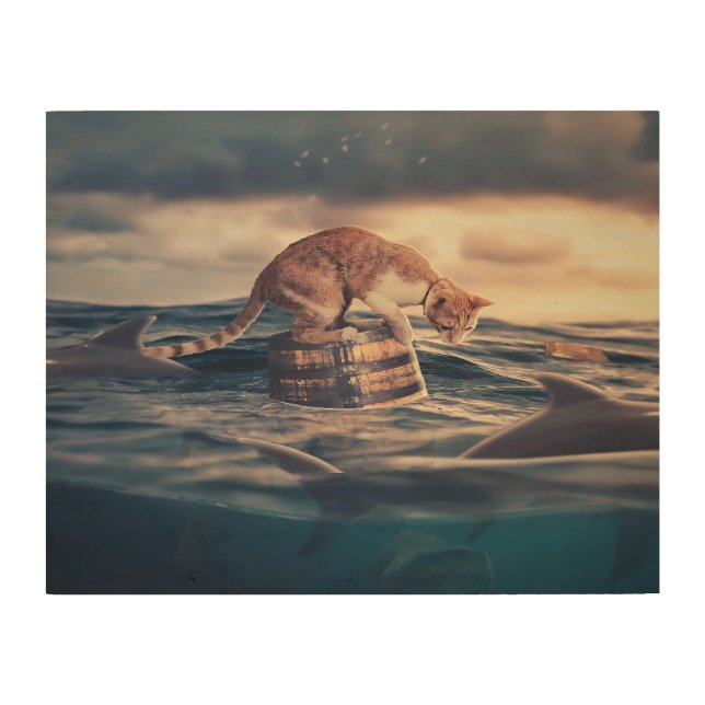 Cat Nap Dream or Nightmare Wood Wall Art (Front)