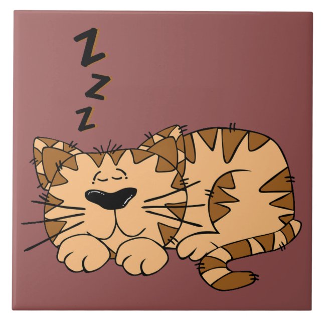 Cat Nap Kitty Large Ceramic Tile (Front)
