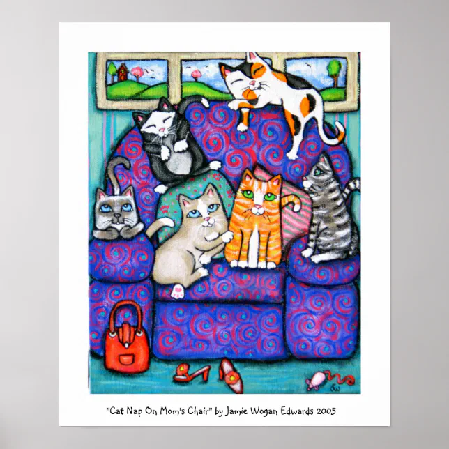 Cat Nap On Mom's Chair Poster | Zazzle