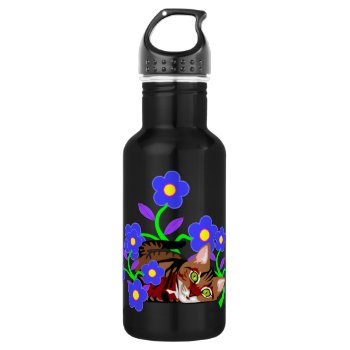 Cat Nap Stainless Steel Water Bottle by bonfirecats at Zazzle
