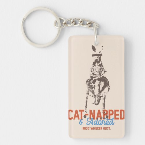 Cat_Napped Funny Cat Pun Kangaroo Weirdcore Keychain