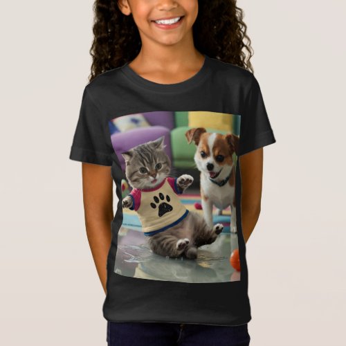Cat Napping in Dogs Shirt T_Shirt