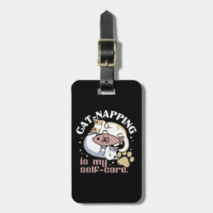 Cat-Napping Is My Self-Care Cute Cat Quote Luggage Tag