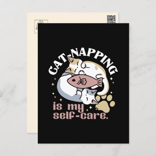 Cat_Napping Is My Self_Care Cute Cat Quote Postcard