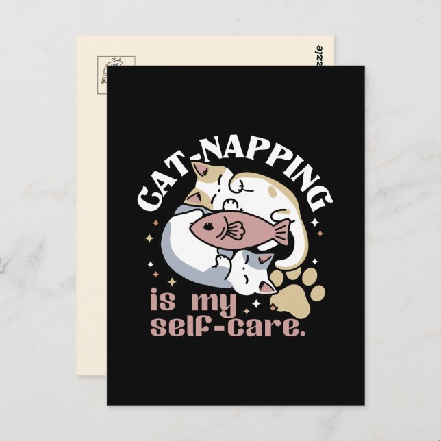 Cat-Napping Is My Self-Care Cute Cat Quote Postcard (Front/Back)