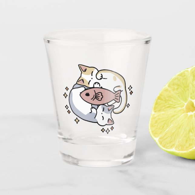 Cat-Napping Is My Self-Care Cute Cat Quote Shot Glass (Front)