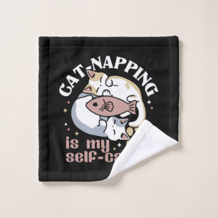 Cat-Napping Is My Self-Care Cute Cat Quote Wash Cloth