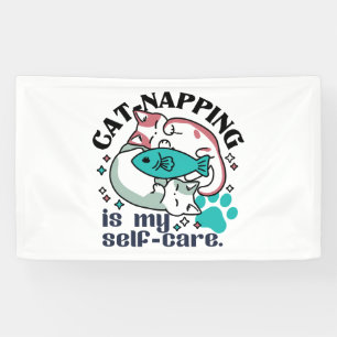 Cat-Napping Is My Self-Care: Cute Sleepy Cats Banner