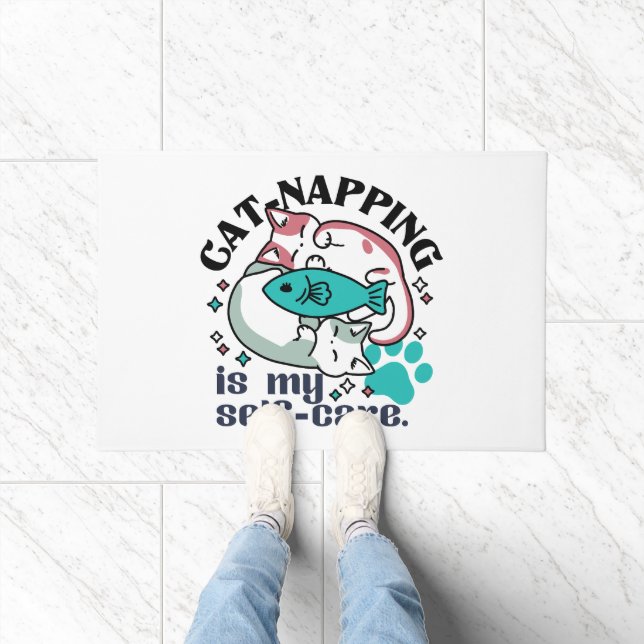 Cat-Napping Is My Self-Care: Cute Sleepy Cats Doormat (Indoor)