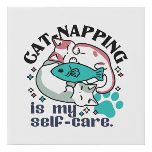 Cat-Napping Is My Self-Care: Cute Sleepy Cats Faux Canvas Print