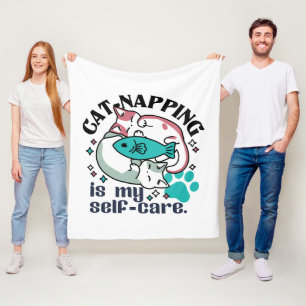 Cat-Napping Is My Self-Care: Cute Sleepy Cats Fleece Blanket