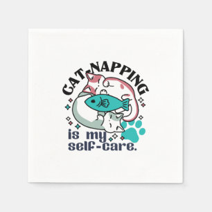Cat-Napping Is My Self-Care: Cute Sleepy Cats Napkins