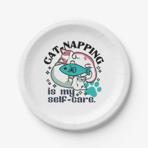 Cat-Napping Is My Self-Care: Cute Sleepy Cats Paper Plates