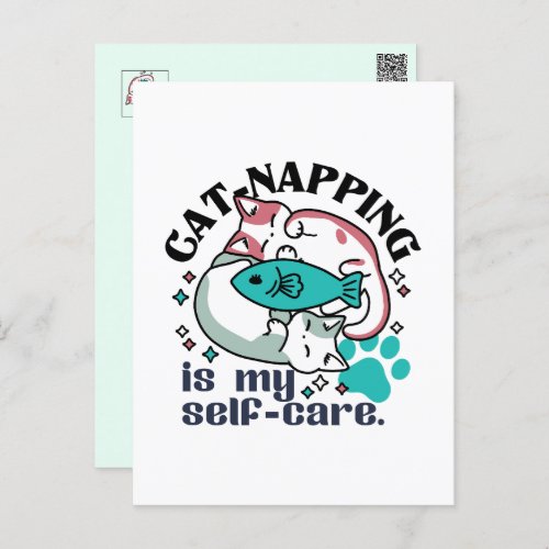 Cat_Napping Is My Self_Care Cute Sleepy Cats Postcard