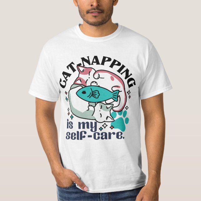 Cat-Napping Is My Self-Care: Cute Sleepy Cats T-Shirt (Front)