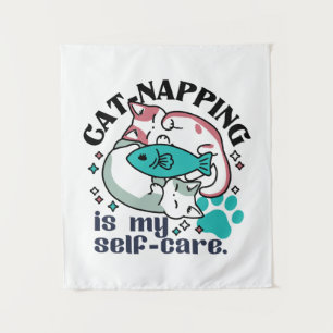 Cat-Napping Is My Self-Care: Cute Sleepy Cats Tapestry