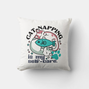 Cat-Napping Is My Self-Care: Cute Sleepy Cats Throw Pillow