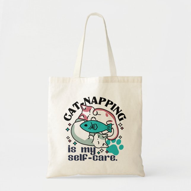 Cat-Napping Is My Self-Care: Cute Sleepy Cats Tote Bag (Front)