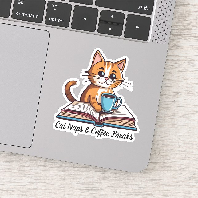 Cat Naps & Coffee Breaks Waterproof  Sticker (Detail)