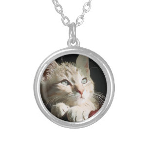 cat,nature,pet silver plated necklace